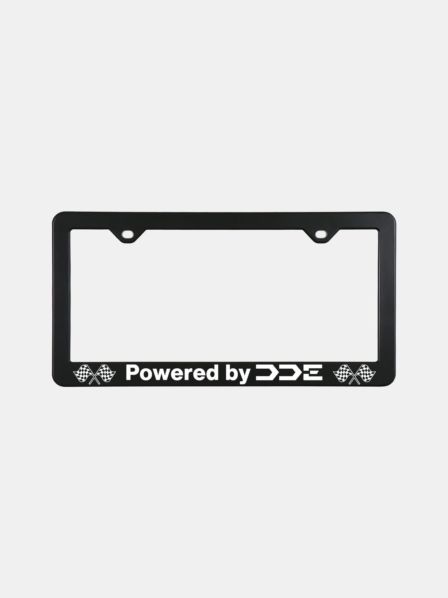 Powered by DDE license plate frame
